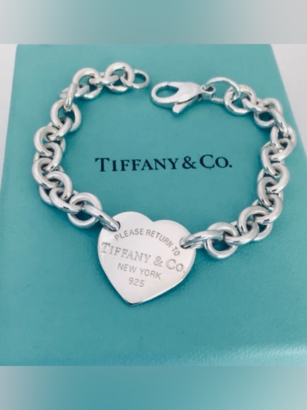Tiffany & Co. Return to Tiffany Heart Tag Charm Bracelet 7.5” Sterling Silver